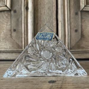 Vintage Violetta Lead Crystal Napkin Holder Hand Cut Made in Poland Etched
